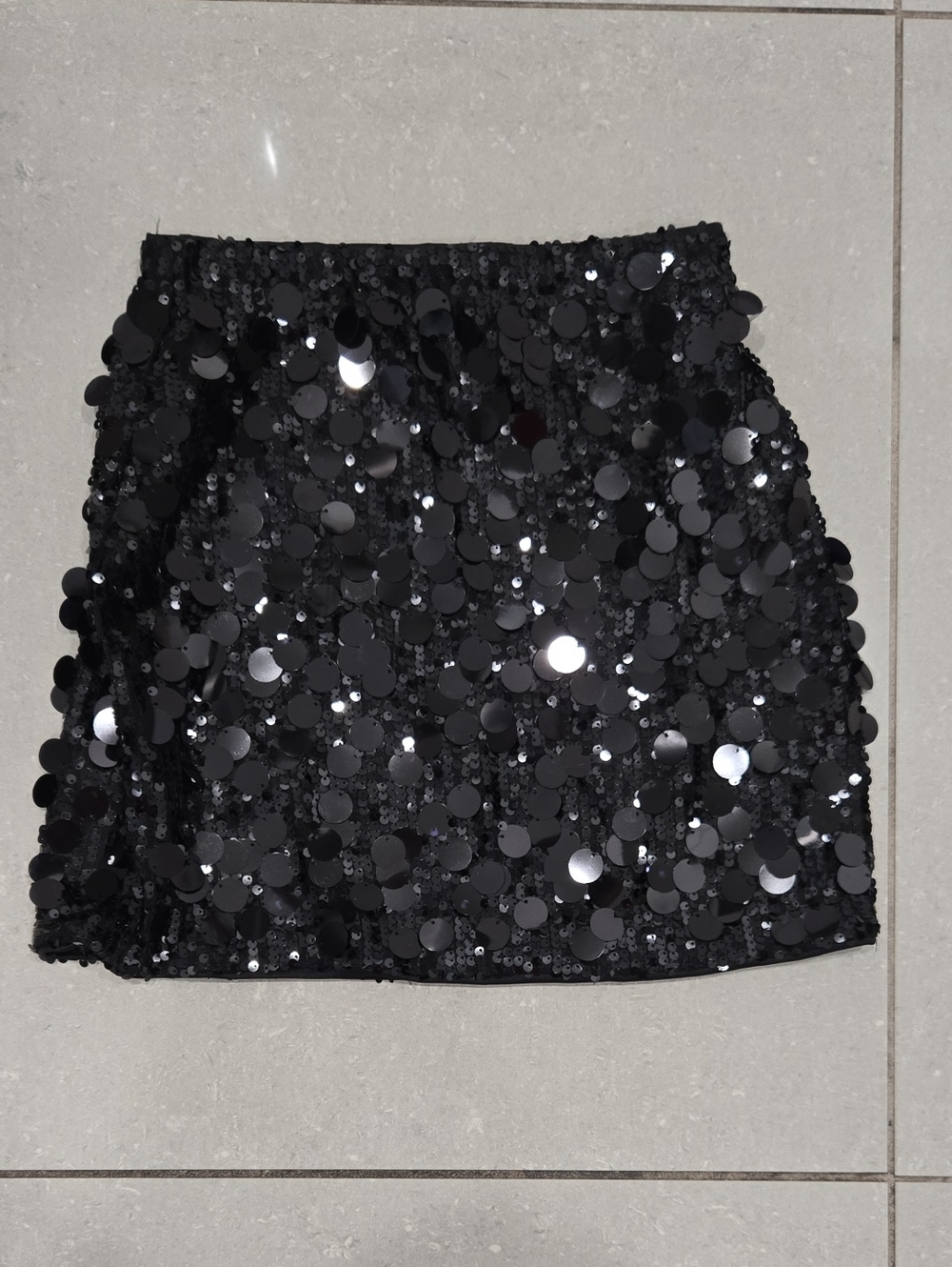 SHEIN Black Sequin Disc Mini Skirt
